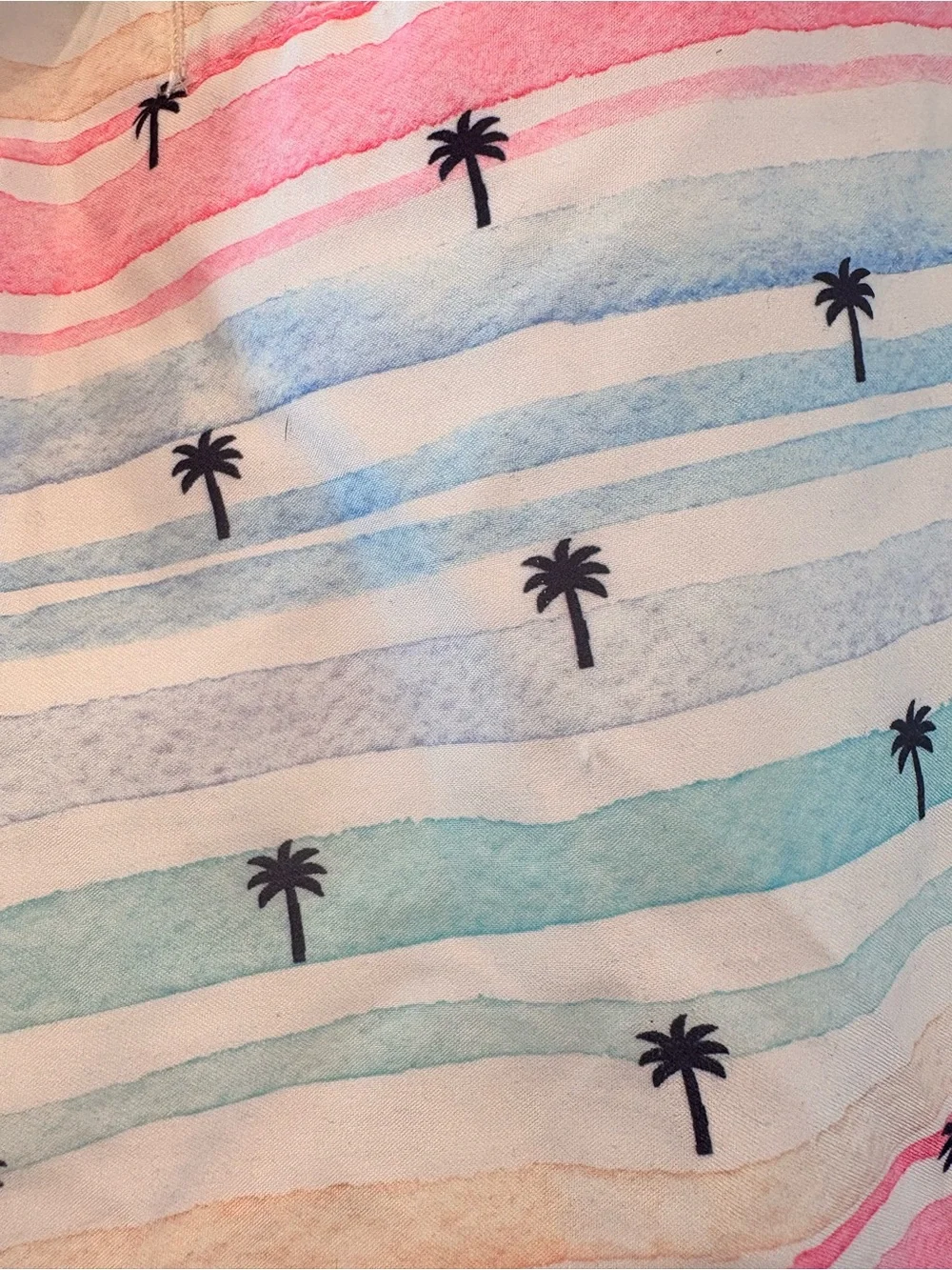 Men’s Pastel Stripe Palm-Print Swim Trunks - Multicolor